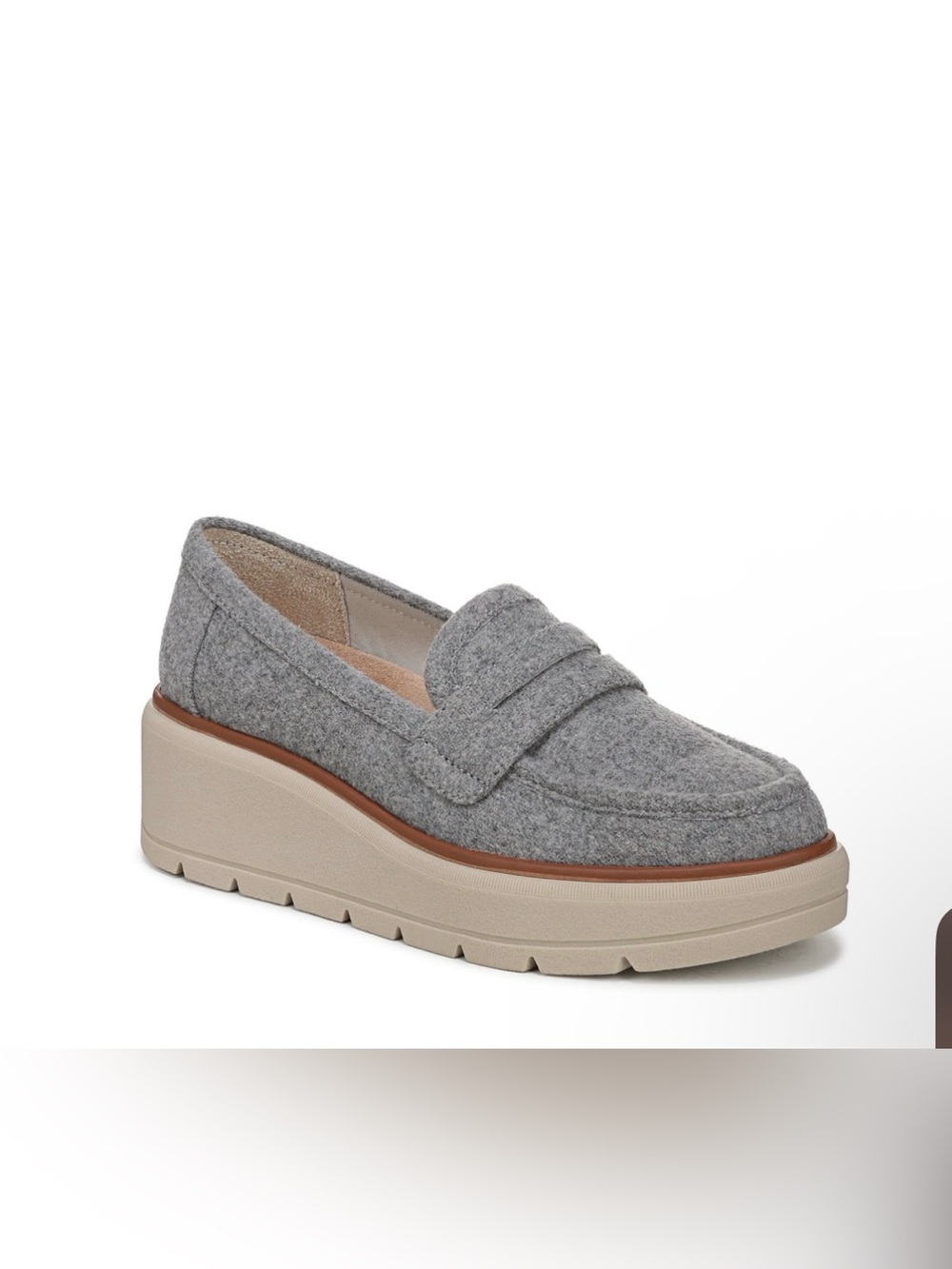 Dr. Scholl's Gray Felt Platform Penny Loafers